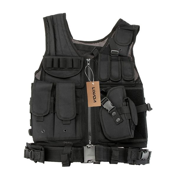 

lixada men tactical vest hunting vest molle combat assault plate carrier tactical vests outdoor jungle cs vests, Gray;blue
