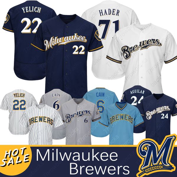 

Milwaukee brewer jer ey 22 chri tian yelich 71 jo h hader 24 je u aguilar 6 lorenzo cain ba eball jer ey