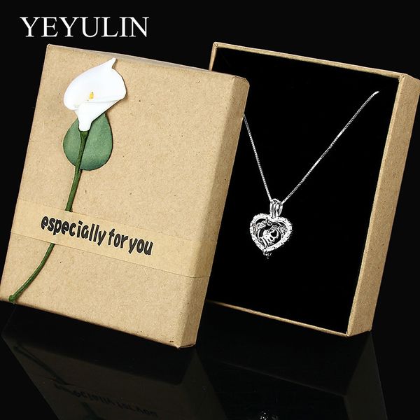 

women girl 100% 925 sterling silver pearl cage pendants&necklaces aromatherapy choker jewelry fit mom jewelry gift with box