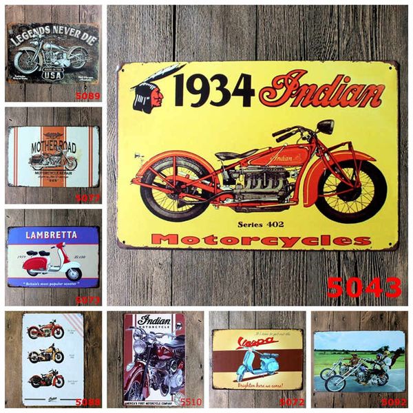 Motorrad Vintage Handwerk Zinn Zeichen Retro Metall Malerei Antike Eisen Poster Bar Pub Zeichen Wand Kunst Aufkleber