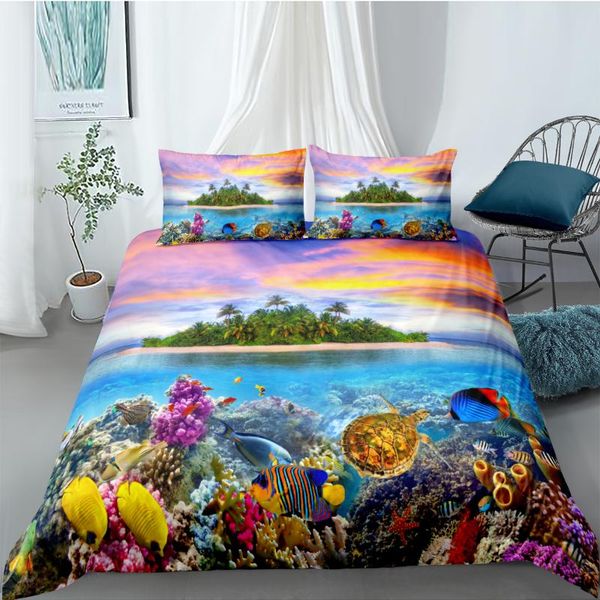 

3d пододеяльник комплекты blue sea animal пододеяльники утешитель case set пододеяльник king  full double постельное белье размер 260x2