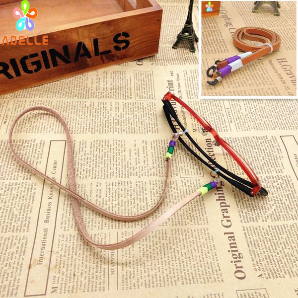 

yarn fation leather strip glasses strap flat waxed string sun-glass vintage necklace handmade anti-slip chain, Black;white