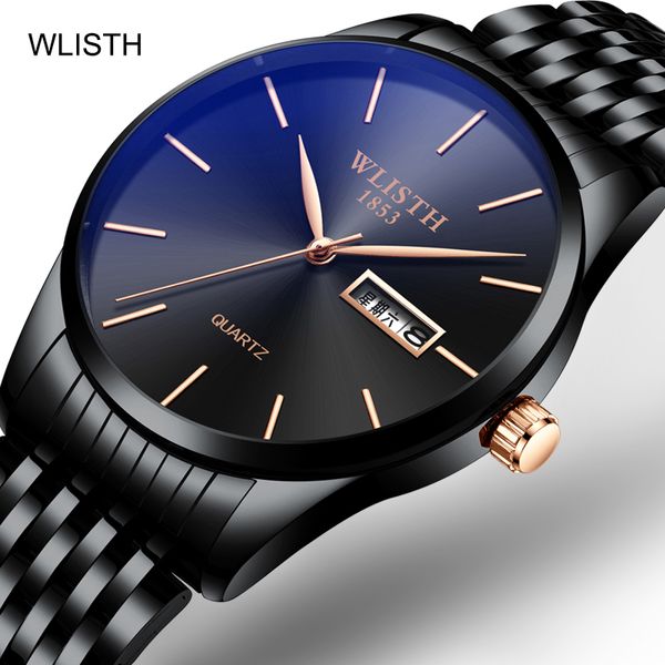 

wlishi 2019 watch men zegarek meski luxury 3bar fashion casual luxury quartz dual display waterproof relogio masculino, Slivery;brown