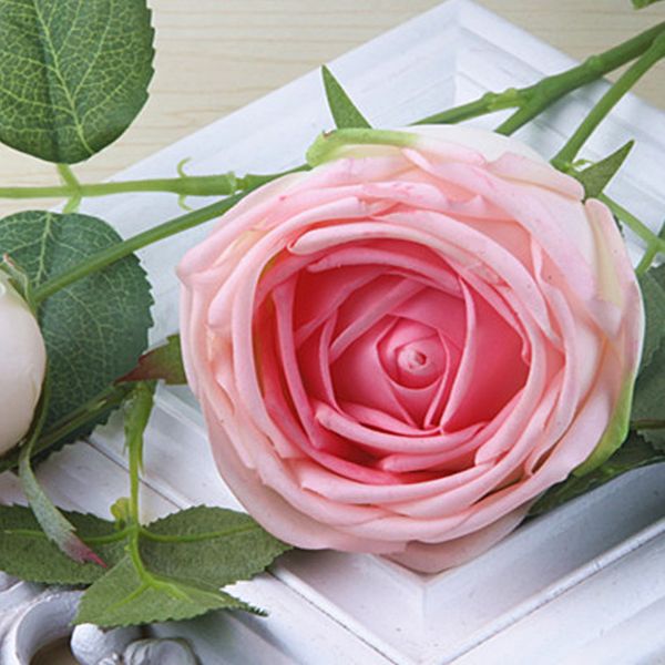 

real touch latex rose flowers for wedding bouquet party home decoration 2heads