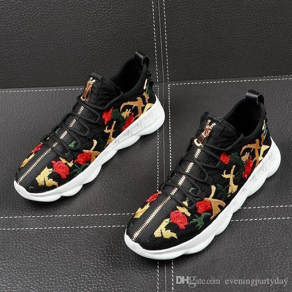 

повседневная обувь мужчины марка весна вышивка узелок квартиры мужчины партии тапочки свадебная обувь mountain кроссовки, Black