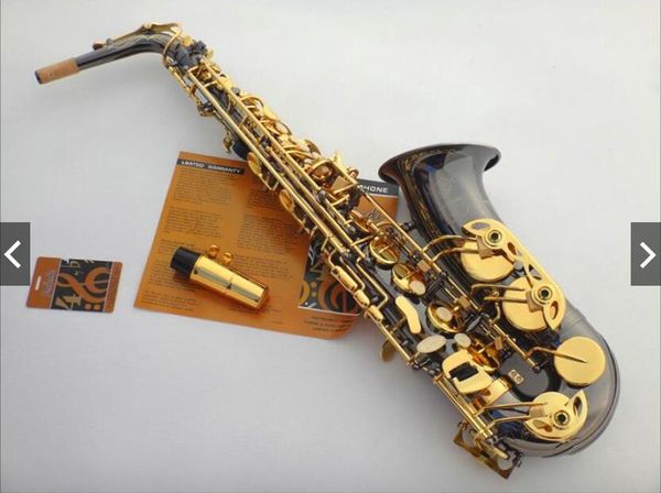 

France elmer 54 e flat alto axophone woodwind in trument black nickel gold eb axofone with ca e