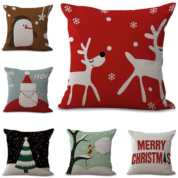 

santa claus merry christmas pillow case cushion cover christmas decorations throw square pillow covers 6 color options custom 180gsm