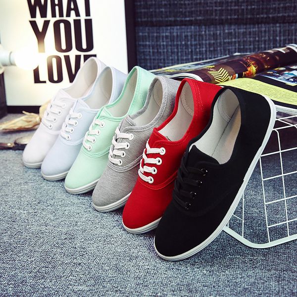 

women canvas shoes woman flat shoes 2019 new fashion solid color sneakers women comfortable wimen zapatos de mujer, Black