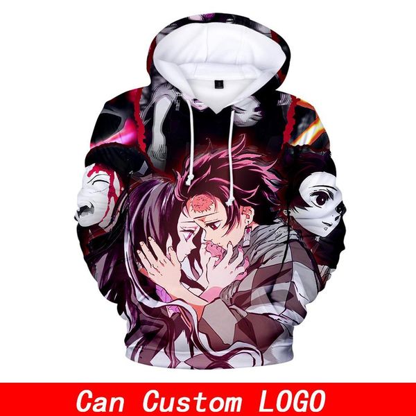 

demon slayer : kimetsu no yaiba hoodies 3d print women men fashion long sleeve hooded sweatshirts new arrival streetwear clothes, Black