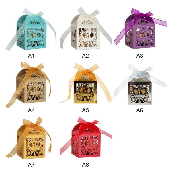 Christmas Hollow Square Candy Box With Bow Tie Multicolor