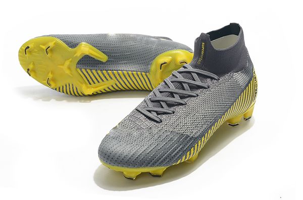 

black yellow 100% original children soccer cleats mercurial superfly vi 360 elite fg kids soccer shoes game over womens football boots