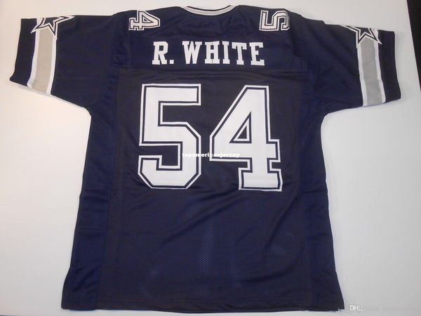 

retro custom sewn stitched #54 randy white blue mitchell & ness jersey s-5xl,6xl men's football jerseys rugby, Black;blue