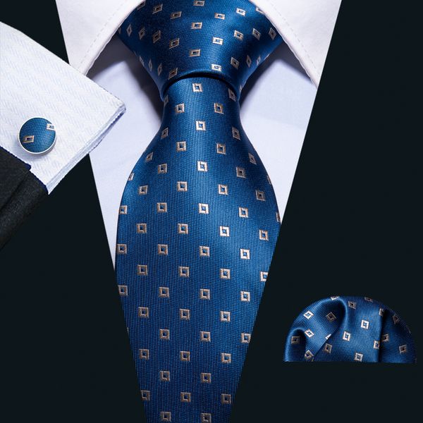 

hi-tie popular blue plaid neckties set 100% silk 8.5cm wide ties for male shirt formal business n-5054, Black;blue