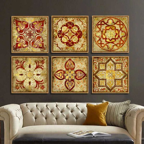 

paintings 4 piece canvas art moroccan style gold national decoration pattern india home decor painting pictures for living room