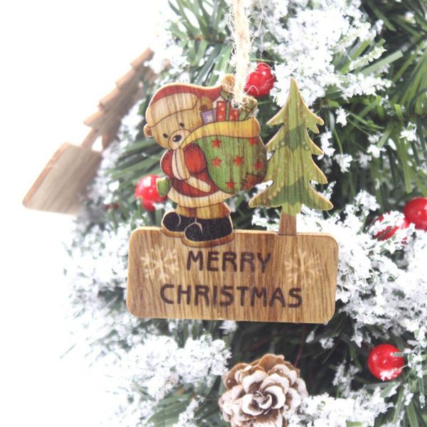 

3 pcs color printed wooden christmas tree hanging decoration festive party supplies christmas hanging decoration