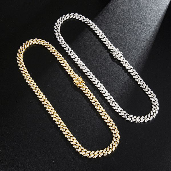 

10mm width gold plated ice out cz stone cuban chain necklace bracelet rapper street jewelry for men sale, Silver