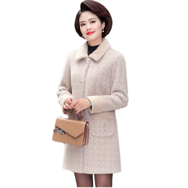 

korean fashion clothing woolen coat autumn and winter jacket stylish clothes new imitate mink cashmere coats 1416, Black