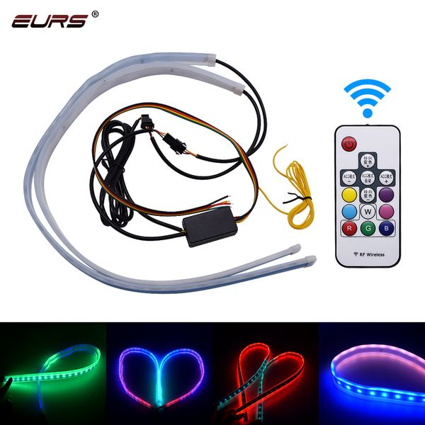 

eurs new led drl for headlight strip pasteable daytime running lights with remote control slim rgb flowing sequential flexible