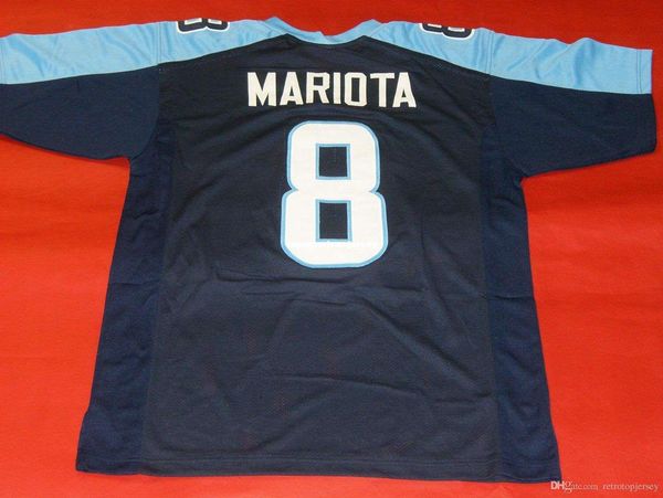 

retro #8 marcus mariota custom mitchell & ness jersey bule mens stitching s-5xl,6xl football jerseys running, Black;blue