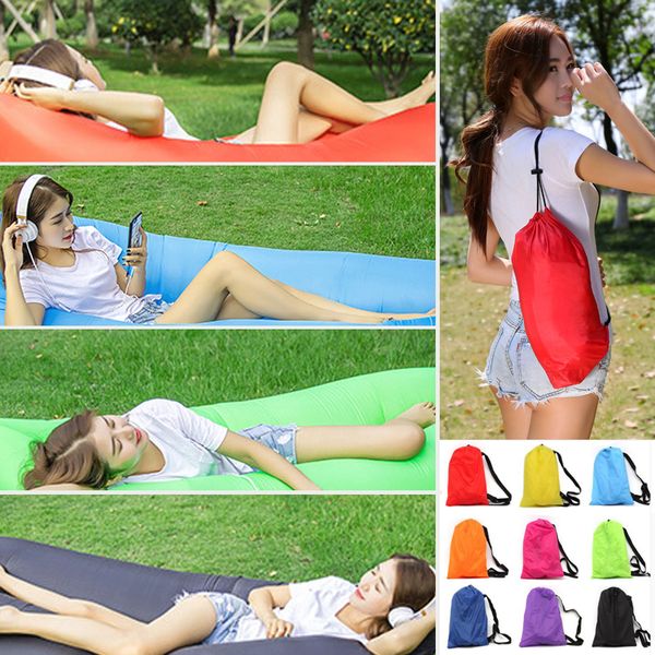 

dropshipping fast inflatable lazy bag light air sleeping bag lazy sofa camping portable air beach bed waterproof folding sofa