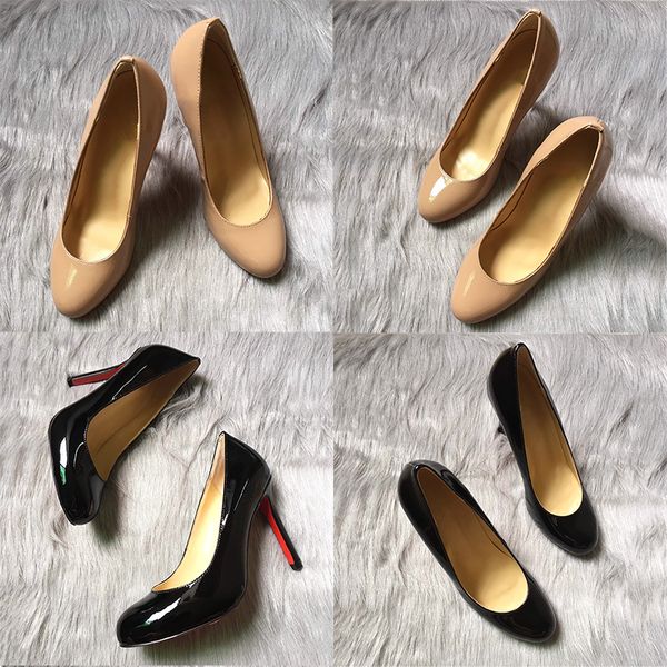 

with box classic brand bottom high heels platform shoe pumps nude black patent leather high heel women dress wedding sandal shoes size 34-41