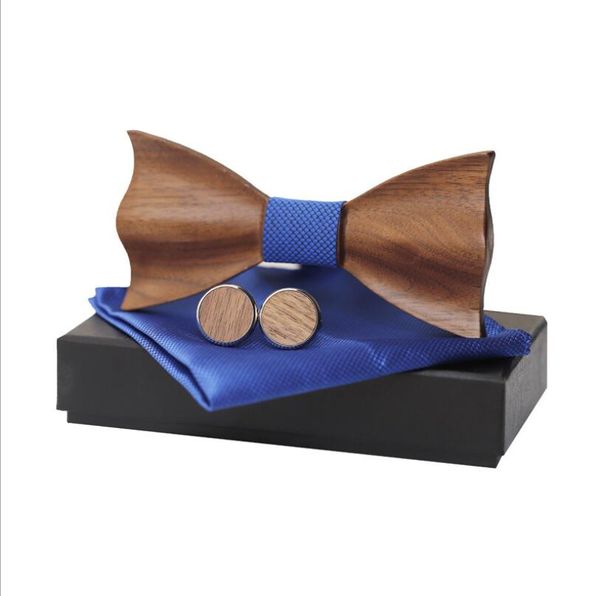 

3d wooden bow tie for men with gift box handmade mahoosive wooden bowtie 5colors ing, Black;gray