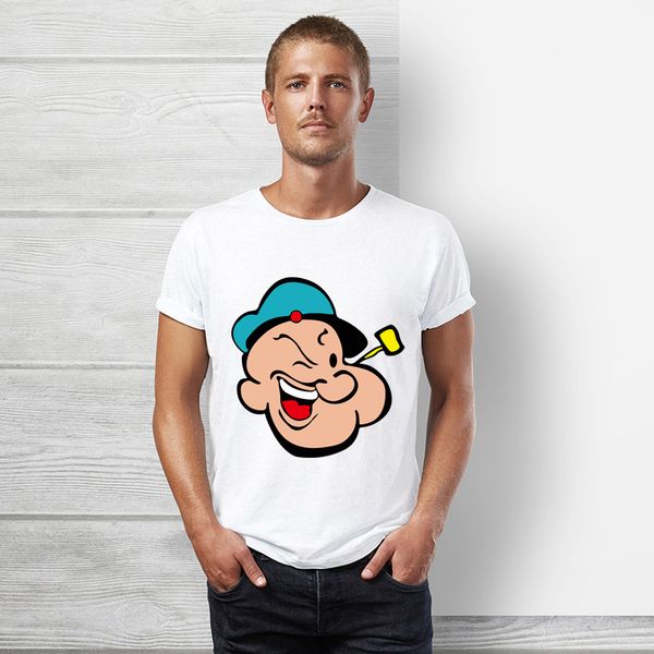 

модная брендовая одежда popeye футболка мужчины лето с коротким рукавом лето мультфильм хип-хоп топы tee funny sailor белая футболка дизайне, White;black