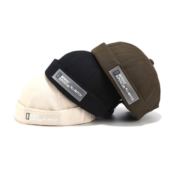 

cotton brimless hip hop hat retro rolled cuff beanie volleyball wear athletic & outdoor apparel hat trucker worker cap sailor biker c, Black;white