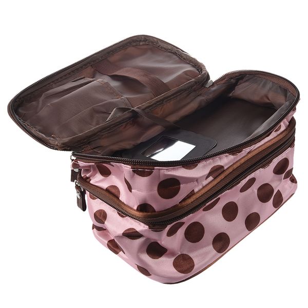

chic lady's dot makeup cosmetic tool storage toiletry pink