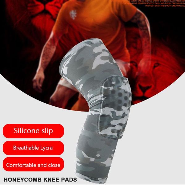 

колено рукав knee brace столкновение фитнес баскетбол полиэфирное волокно поддержка спорта камуфляж pad боль в суставах дышащий, Black;gray