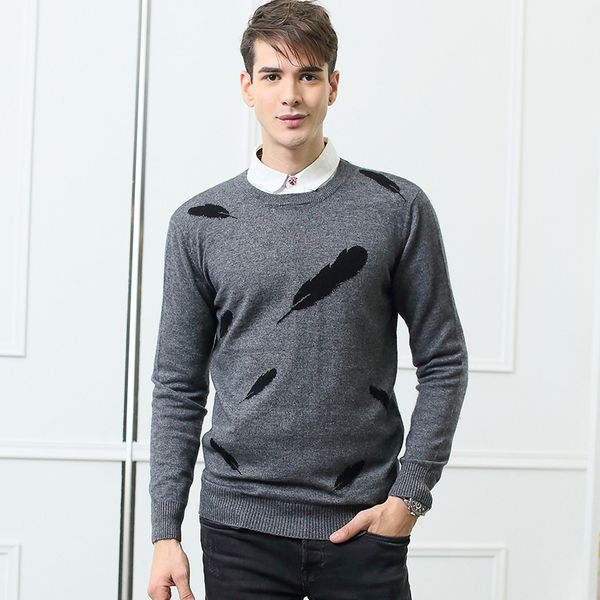 

2018 autumn casual men's sweater o-neck striped slim fit knittwear mens sweaters pullovers pullover men pull homme 7130, White;black