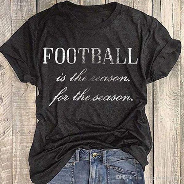 

tshirts football letter print crew neck short sleeve female clothing fashion style casual apparel womens summer designer, White
