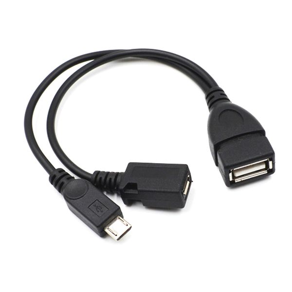

21см черный 2 В 1 OTG Micro USB хост питания Y разветвитель USB адаптер для Micro 5 Pin Мужской Же