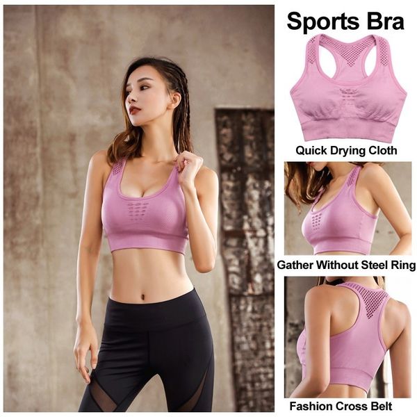 

solid sports bras training breathable gym girs shockproof running athletic vest sport fitness women padded brassiere sport, White;black
