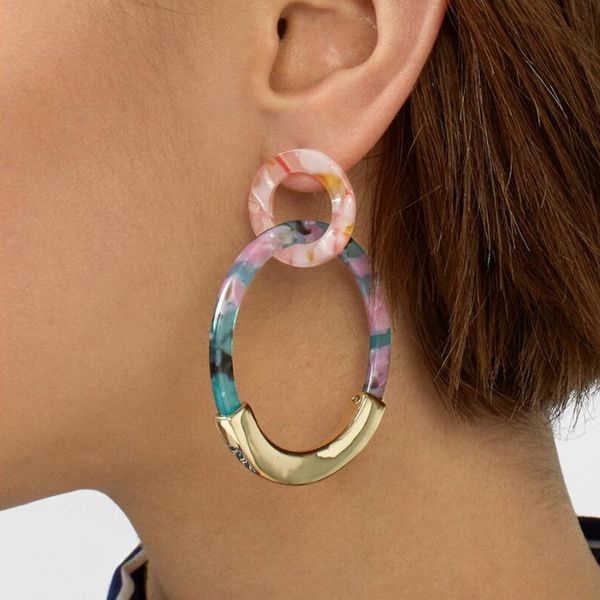 

gereit 2019 new drop earrings for women leopard earrings grain multi-color big acrylic semicircle resin drop earring, Silver
