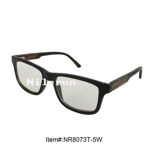 

ebony wood optical spectacles with acetate temple tips and opening cut, Black