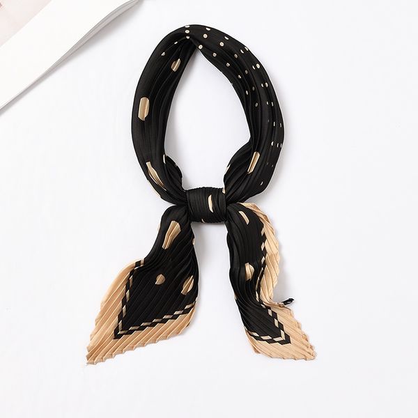 

women small bandana silk hair scarf crinkle dot print head scarf wrinkle neckwear designer handkerchief [3925] t200609, Blue;gray