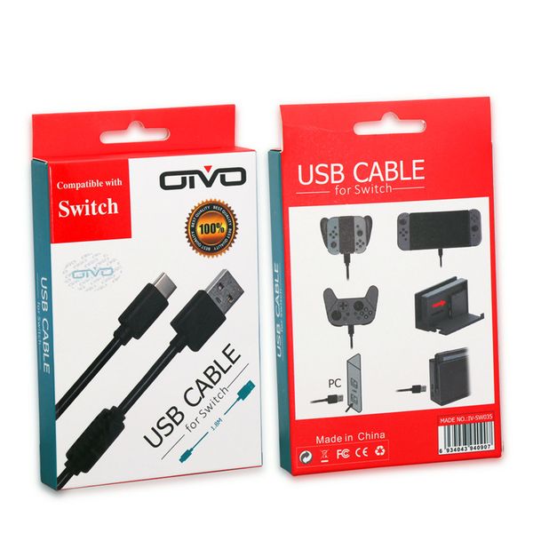 

for nintendo switch video game console 1.8m long usb 3.0 type-c data cable with original retail package charging line high quality