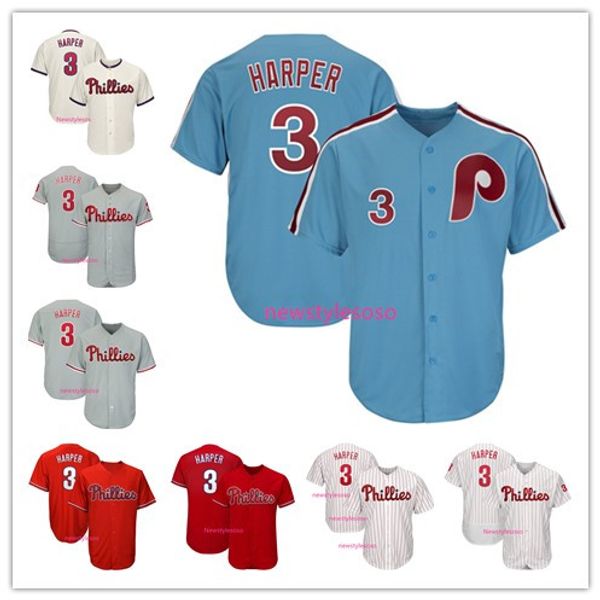 

2019 new phillie 3 bryce harper jer ey philadelphia blue white cream red grey flexba e cool ba e ba eball jer ey