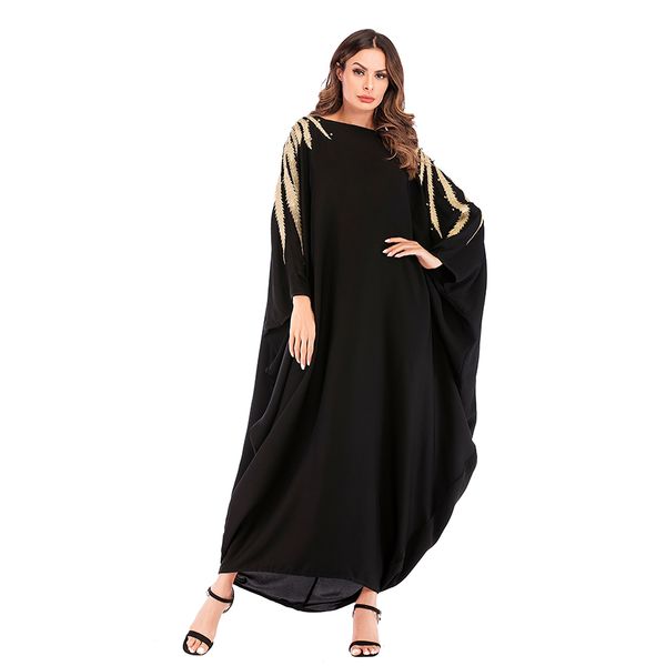 

factory price muslim women black kaftan dress islamic women batwing sleeve evening party jilbab dress, Red