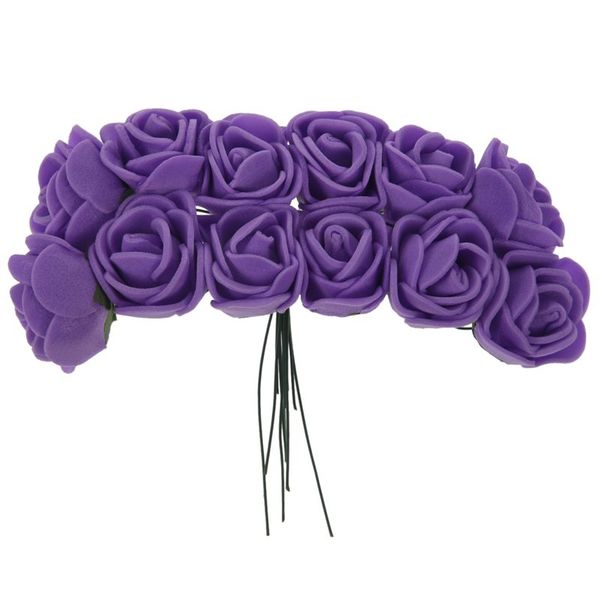 

144pcs 2cm pe rose foam mini flower bouquet solid color/wedding decoration purple