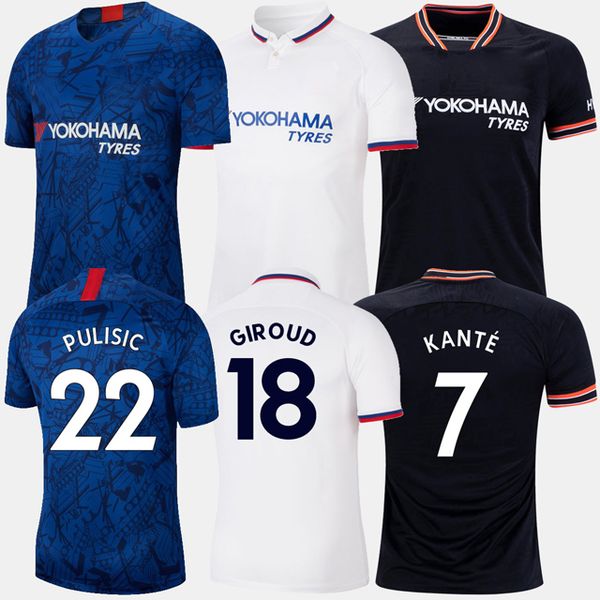 

19 20 kante giroud mens soccer jerseys pulisic pedro morata willian fabregas jorginho home away 3rd football shirts thailand jerseys, Black;yellow