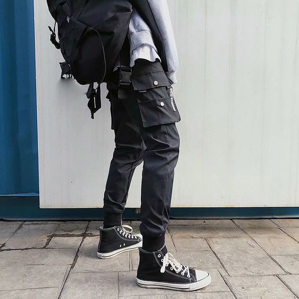 

mens casual trousers joggers cargo combat sport fitness jogging pants sweatpants, Black