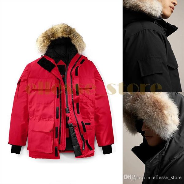 

canadian winter down hooded down jacket expeditioner us mens women zippers bear warm down jacket chaquetas male outdoor coats, Black