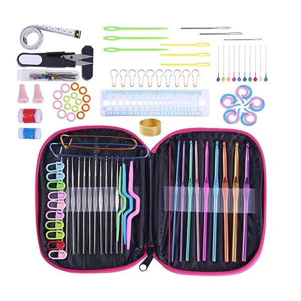 

100 частей набора крючком набор с пряжа вязание иглы швейные инструменты вязание gauge ножницы стежка держатель крючок для вязания, Black