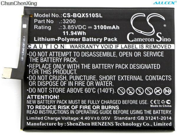

cameron sino 3100mah battery 3200 for bq aquaris x5 plus