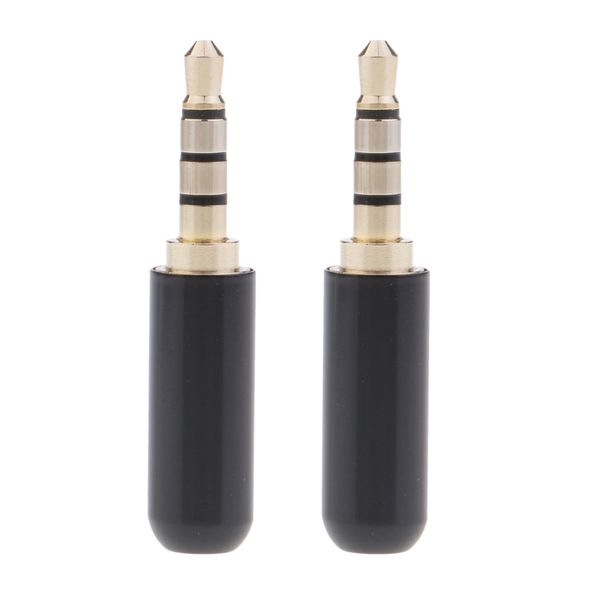 

2pcs 3.5mm trrs 4 poles male plug audio video solder connector - black