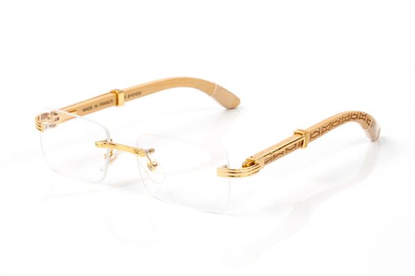 

2019 luxury buffalo horn glasses men women rimless sunglasses wavy frameless gold and silver white yellow black mahogany leg carving