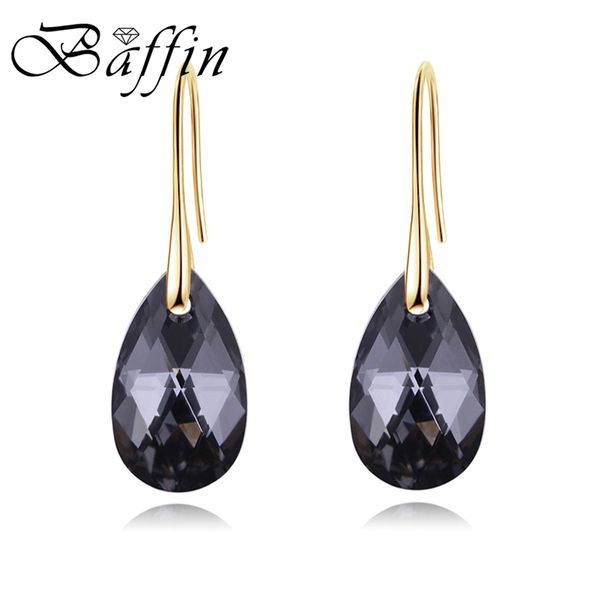 

baffin black crystals from swarovski drop earrings for women retro vintage gold color pendant hanging christmas gifts wholesale, Silver