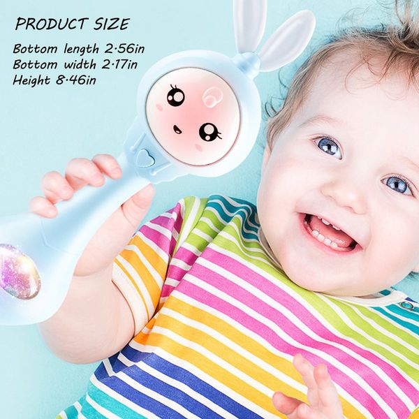 

baby musical rattle and teethers, sing rabbit baby toy with 6 classic songs and light for toddlers infant